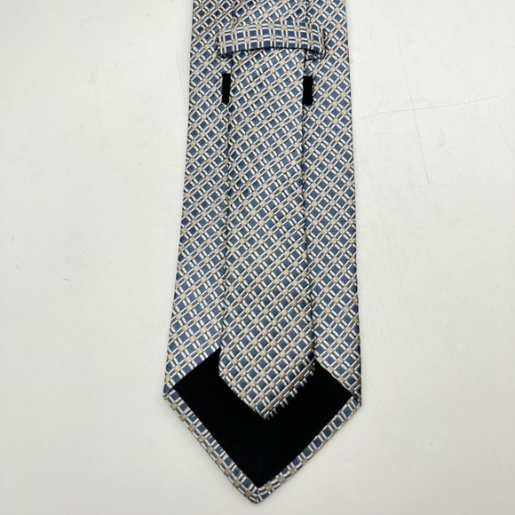 Boss Hugo Boss Neck Tie Mens Standard Size Blue Silk Square Patterned Italy - Picture 2 of 7